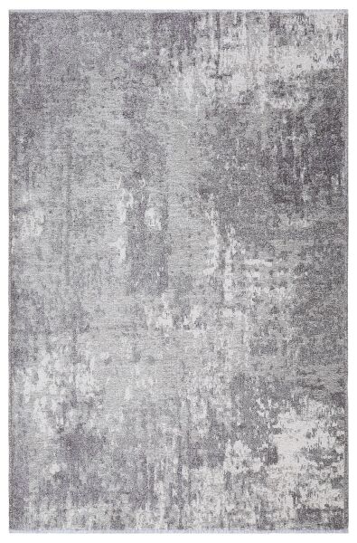 Lina Çift Taraflı %100 Pamuk Kilim Modern Yıkanabilir Şönil Kilim 10407-D Gri Krem Koridor Mutfak Salon Şönil Halı Çift Taraflı Yolluk