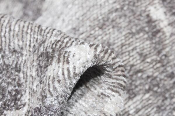 Lina Çift Taraflı %100 Pamuk Kilim Modern Yıkanabilir Şönil Kilim 10407-D Gri Krem Koridor Mutfak Salon Şönil Halı Çift Taraflı Yolluk