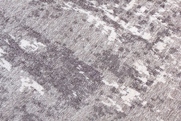 Lina Çift Taraflı %100 Pamuk Kilim Modern Yıkanabilir Şönil Kilim 10407-D Gri Krem Koridor Mutfak Salon Şönil Halı Çift Taraflı Yolluk