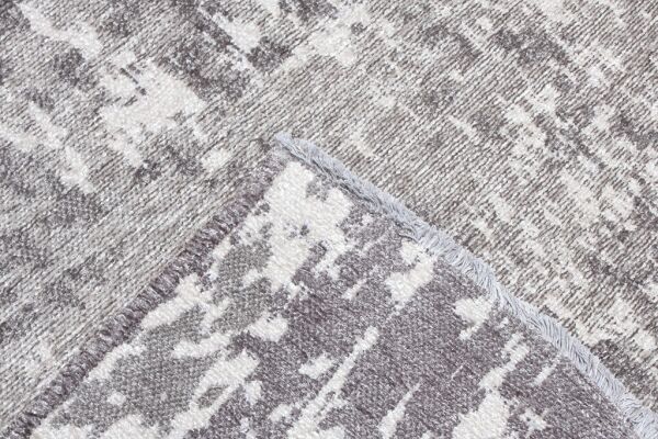 Lina Çift Taraflı %100 Pamuk Kilim Modern Yıkanabilir Şönil Kilim 10407-D Gri Krem Koridor Mutfak Salon Şönil Halı Çift Taraflı Yolluk