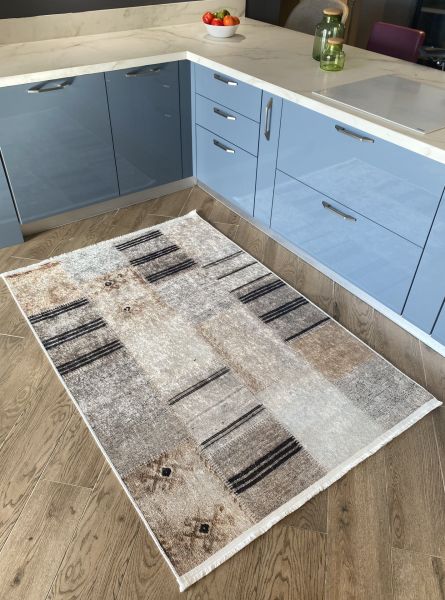 Halımax Dara 44 Yıkanabilir Kaymaz Dokuma Tabanlı Patchwork Desenli Modern Halı 100x150