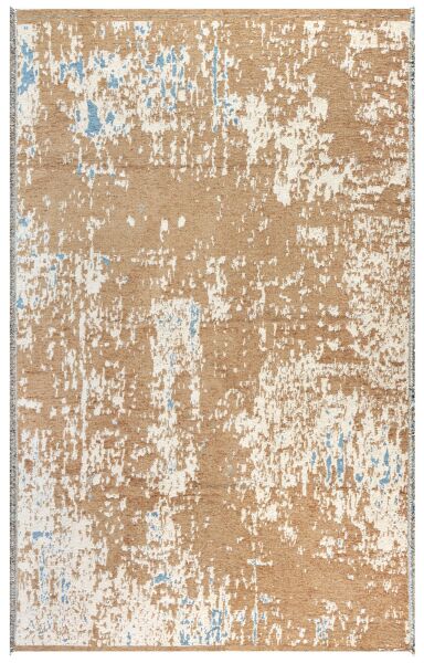 Lina Çift Taraflı %100 Pamuk Kilim Modern Yıkanabilir Şönil Kilim 10407-E Mavi Kahve Koridor Mutfak Salon Şönil Halı Çift Taraflı Yolluk