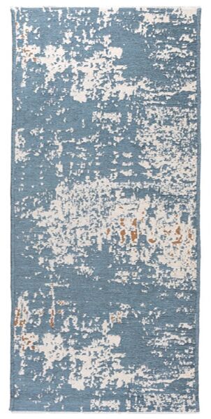Lina Çift Taraflı %100 Pamuk Kilim Modern Yıkanabilir Şönil Kilim 10407-E Mavi Kahve Koridor Mutfak Salon Şönil Halı Çift Taraflı Yolluk