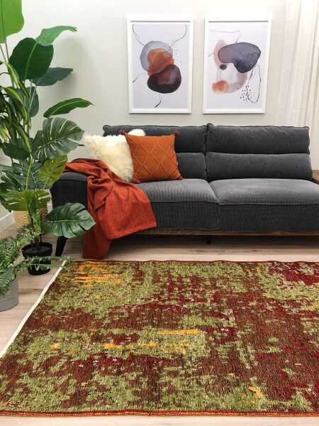 Lina Çift Taraflı %100 Pamuk Kilim Modern Yıkanabilir Şönil Kilim 10407-G Multi Koridor Mutfak Salon Şönil Halı Çift Taraflı Yolluk