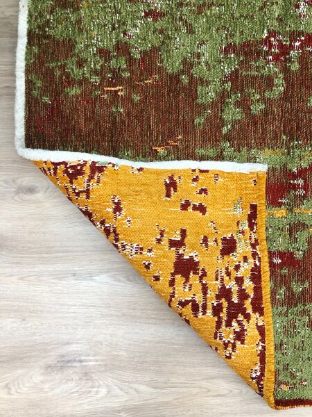 Lina Çift Taraflı %100 Pamuk Kilim Modern Yıkanabilir Şönil Kilim 10407-G Multi Koridor Mutfak Salon Şönil Halı Çift Taraflı Yolluk