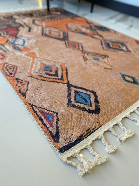 Halımax Dara Kaymaz Tabanlı Örgü Saçaklı Multi Modern Halı 200 100x150