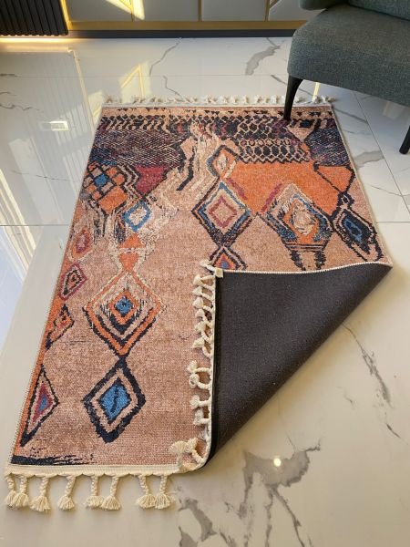 Halımax Dara Kaymaz Tabanlı Örgü Saçaklı Multi Modern Halı 200 100x150