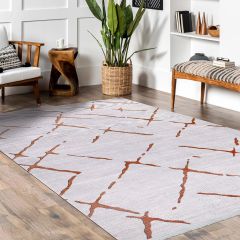 Crea Halı Stone Koleksiyonu 17171K Modern Makine Halısı Gri Bakır My Crea Home 80x300