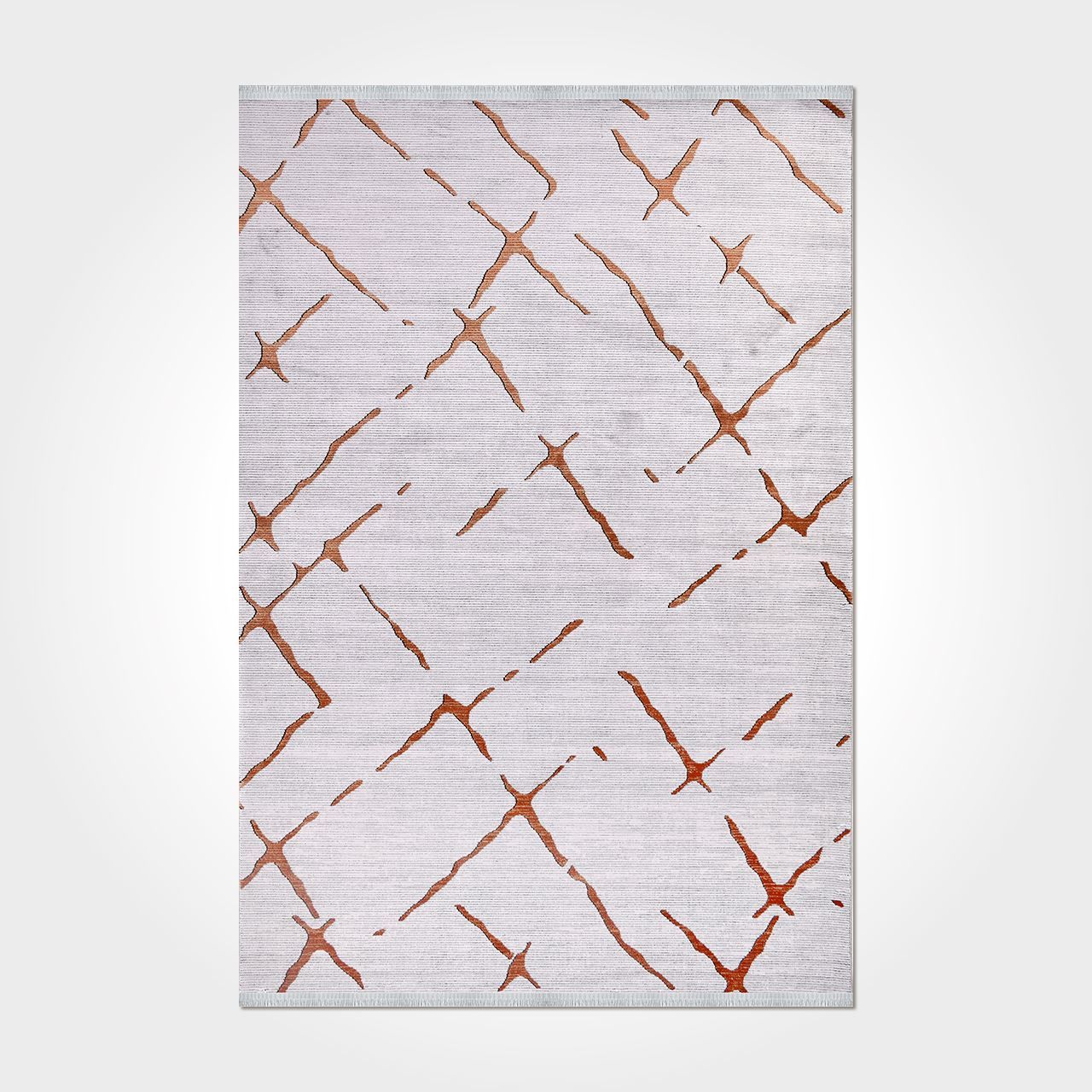 Crea Halı Stone Koleksiyonu 17171K Modern Makine Halısı Gri Bakır My Crea Home 100x200