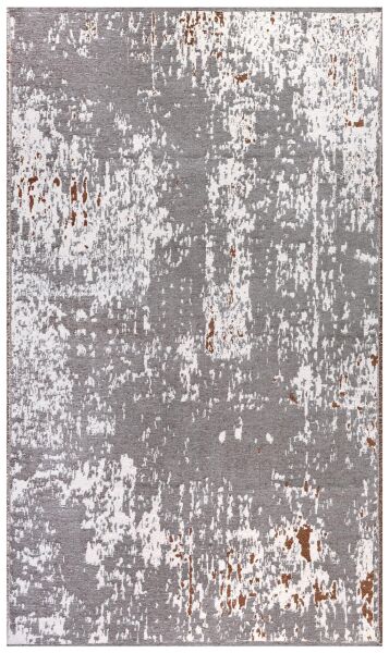 Lina Çift Taraflı %100 Pamuk Kilim Modern Yıkanabilir Şönil Kilim 10407-H Gri Kahve Koridor Mutfak Salon Şönil Halı Çift Taraflı Yolluk