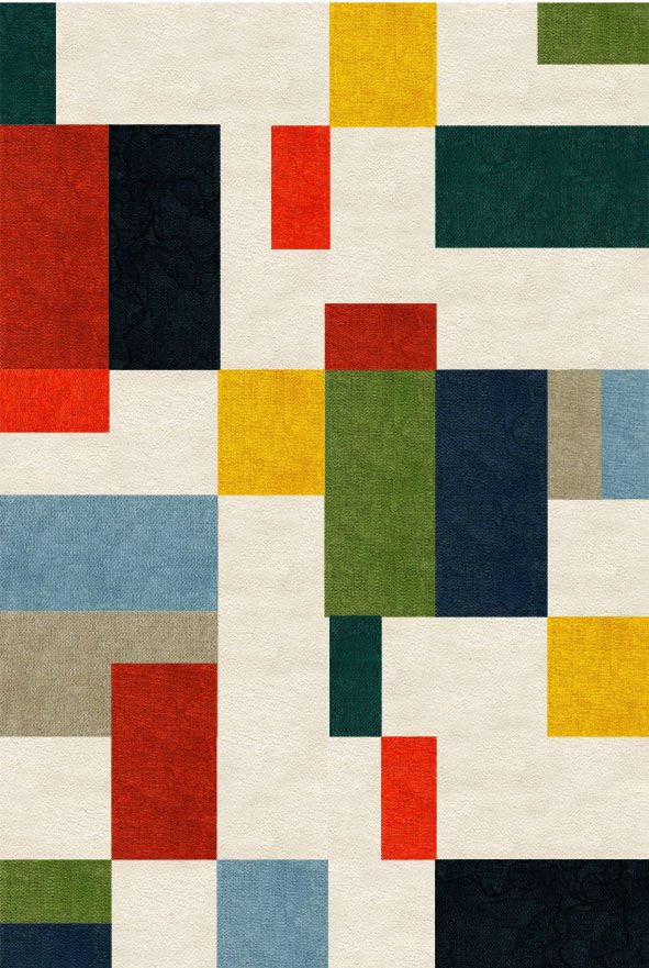 Drom Kaymaz Tabanlı Yıkanabilir Renkli Geometrik Modern Halı