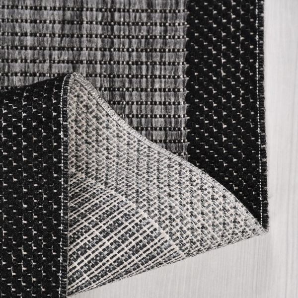 Crea Halı Andora AS01 Gri Siyah Bordürlü Sisal Halı Hasır Doku Çerçeveli Halı My Crea Home