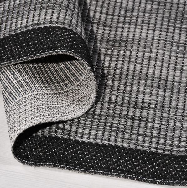 Crea Halı Andora AS01 Gri Siyah Bordürlü Sisal Halı Hasır Doku Çerçeveli Halı My Crea Home