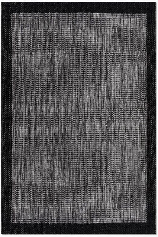 Crea Halı Andora AS01 Gri Siyah Bordürlü Sisal Halı Hasır Doku Çerçeveli Halı My Crea Home