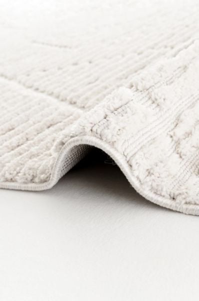 Eko Halı Terazzo 08 White Hav Toz Vermez Kabartmalı Yumuşak ve Parlak Tuşeli İskandinav Halı