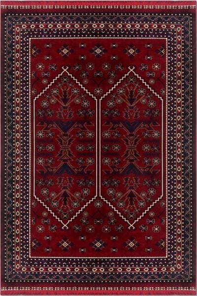 Crea Halı Altay HT03 Klasik Kırmızı  Afgan Halısı Etnik Makine Dokuma Oturma Odası Salon Halısı My Crea Home