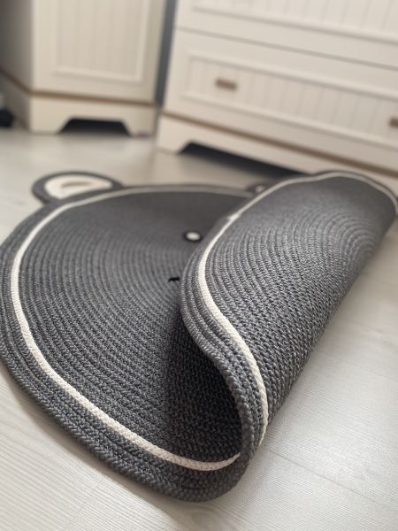 Milda Hav Toz Vermez Antialerjik Jüt Dokuma Gri Sevimli Ayı Jüt Halı Bebek Çocuk Odası Halısı