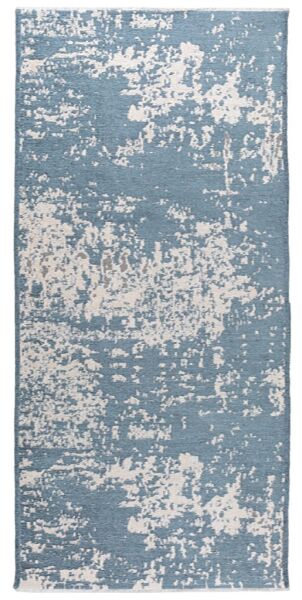 Lina Çift Taraflı %100 Pamuk Kilim Modern Yıkanabilir Şönil Kilim 10407-J Gri Mavi Koridor Mutfak Salon Şönil Halı Çift Taraflı Yolluk