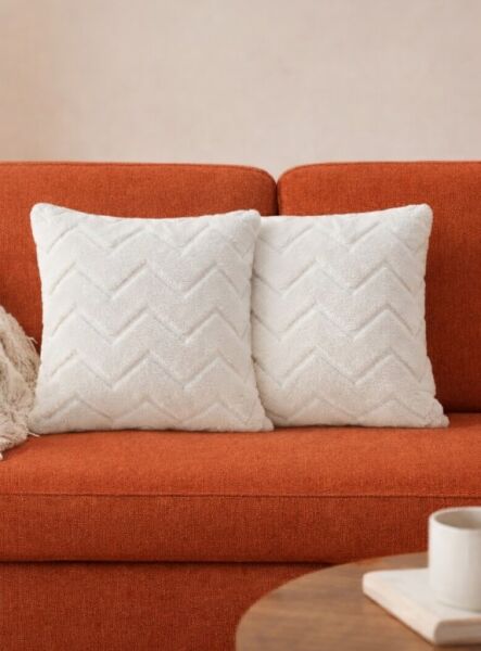 Dream Peluş Kabartmalı Dekoratif Kırlent Kılıfı Krem 43x43cm 2'li Yıkanabilir Tasarım Polyester Jakarlı Welsoft Kılıf