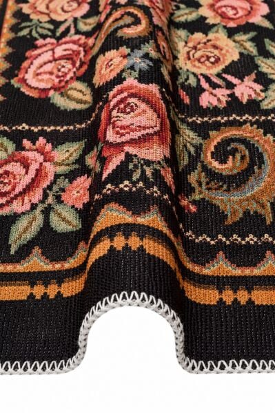 Eko Halı Elista Vintage ELS 207 Black Multy Yumuşak Dokuma Kaymaz Tabanlı Yıkanabilir Modern Halı Salon Oturma Odası Mutfak Koridor Halısı