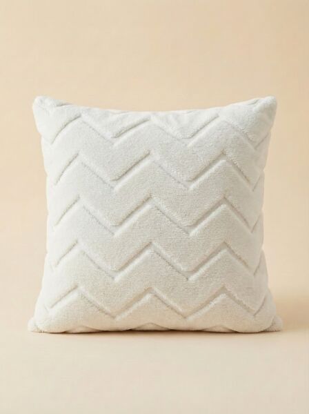 Dream Peluş Kabartmalı Dekoratif Kırlent Kılıfı Krem 43x43cm Yıkanabilir Tasarım Polyester Jakarlı Welsoft Kılıf