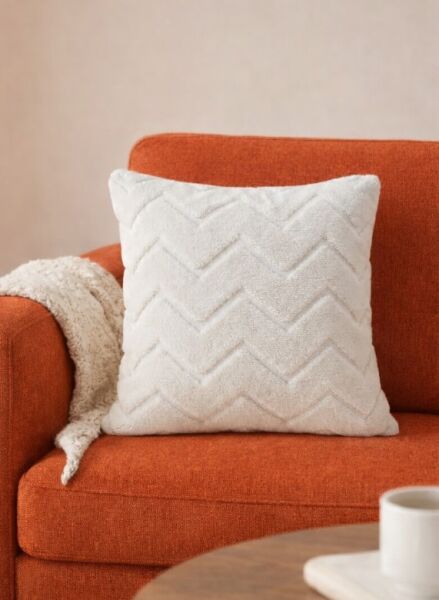 Dream Peluş Kabartmalı Dekoratif Kırlent Kılıfı Krem 43x43cm Yıkanabilir Tasarım Polyester Jakarlı Welsoft Kılıf