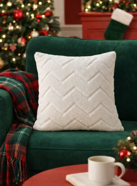 Dream Peluş Kabartmalı Dekoratif Kırlent Kılıfı Krem 43x43cm Yıkanabilir Tasarım Polyester Jakarlı Welsoft Kılıf