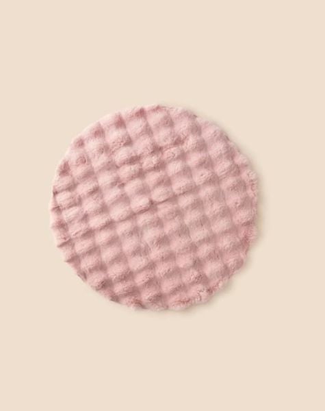 Ekstra Yumuşak Dokulu Pudra Bubble Tavşan Tüyü Darcio Yuvarlak Post Peluş Halı