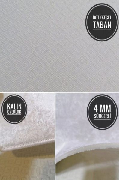 Lane Makinede Yıkanabilir Kaymaz Tabanlı Gri Yolluk Hav Toz Vermez Modern Salon Halısı Dot Taban