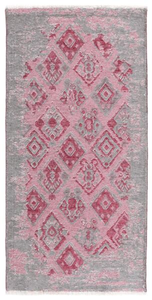 Lina Çift Taraflı %100 Pamuk Kilim Modern Yıkanabilir Şönil Kilim 015-A Gri Pembe Koridor Mutfak Salon Şönil Halı Çift Taraflı Yolluk