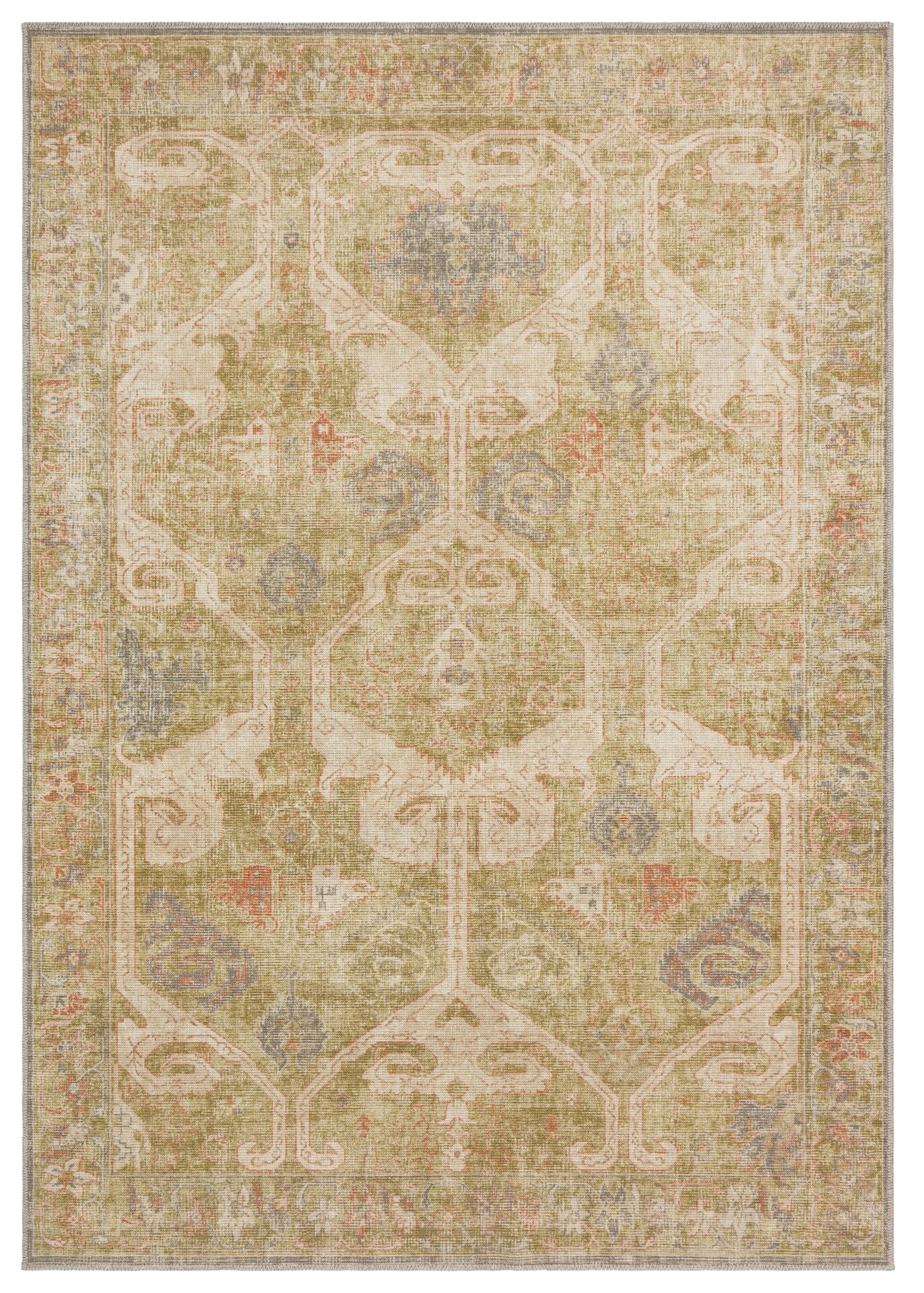 Eko Halı Elista Vintage ELS 206 Olive Yumuşak Dokuma Kaymaz Tabanlı Yıkanabilir Modern Halı Salon Oturma Odası Mutfak Koridor Halısı