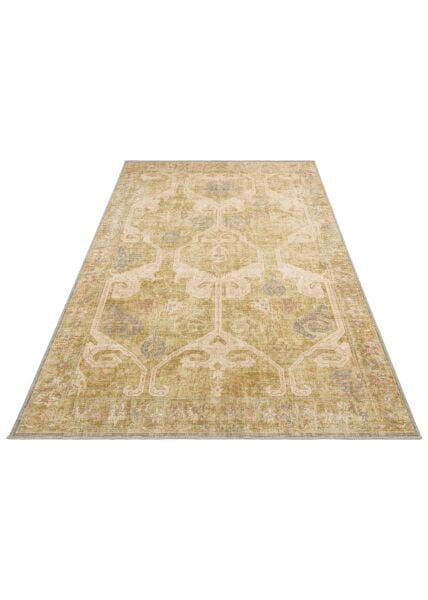 Eko Halı Elista Vintage ELS 206 Olive Yumuşak Dokuma Kaymaz Tabanlı Yıkanabilir Modern Halı Salon Oturma Odası Mutfak Koridor Halısı