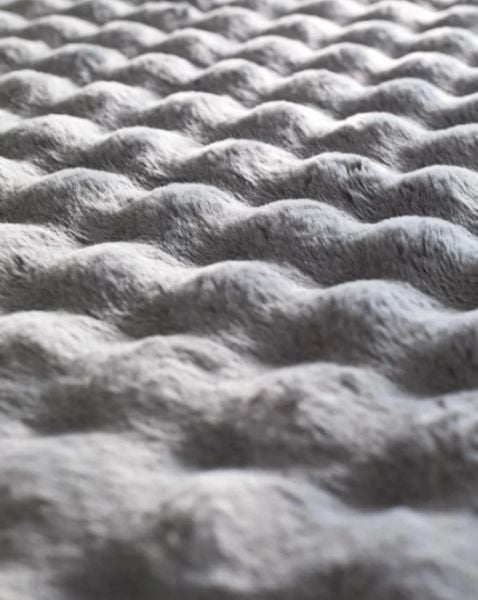 Ekstra Yumuşak Dokulu Gri Bubble Tavşan Tüyü Darcio Yuvarlak Post Peluş Halı