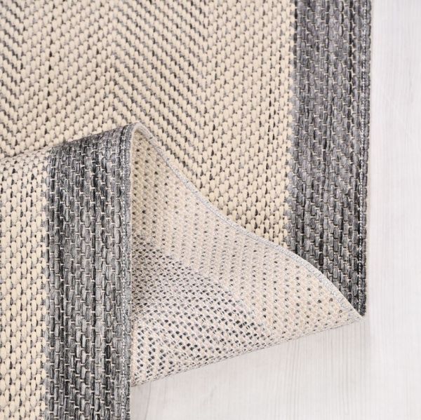 Crea Halı Andora AS02 Krem Gri Bordürlü Sisal Halı Hasır Doku Çerçeveli Halı My Crea Home