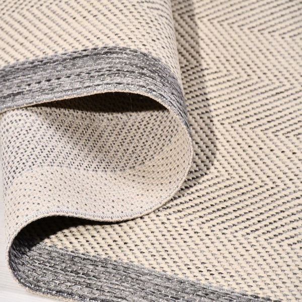 Crea Halı Andora AS02 Krem Gri Bordürlü Sisal Halı Hasır Doku Çerçeveli Halı My Crea Home