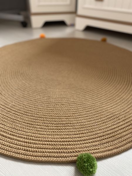 Milda Hav Toz Vermez Antialerjik Jüt Dokuma Ponponlu Jüt Halı Bebek Çocuk Odası Halısı