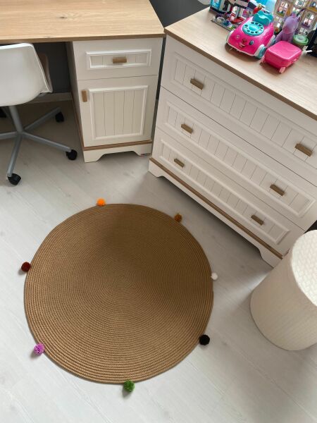 Milda Hav Toz Vermez Antialerjik Jüt Dokuma Ponponlu Jüt Halı Bebek Çocuk Odası Halısı