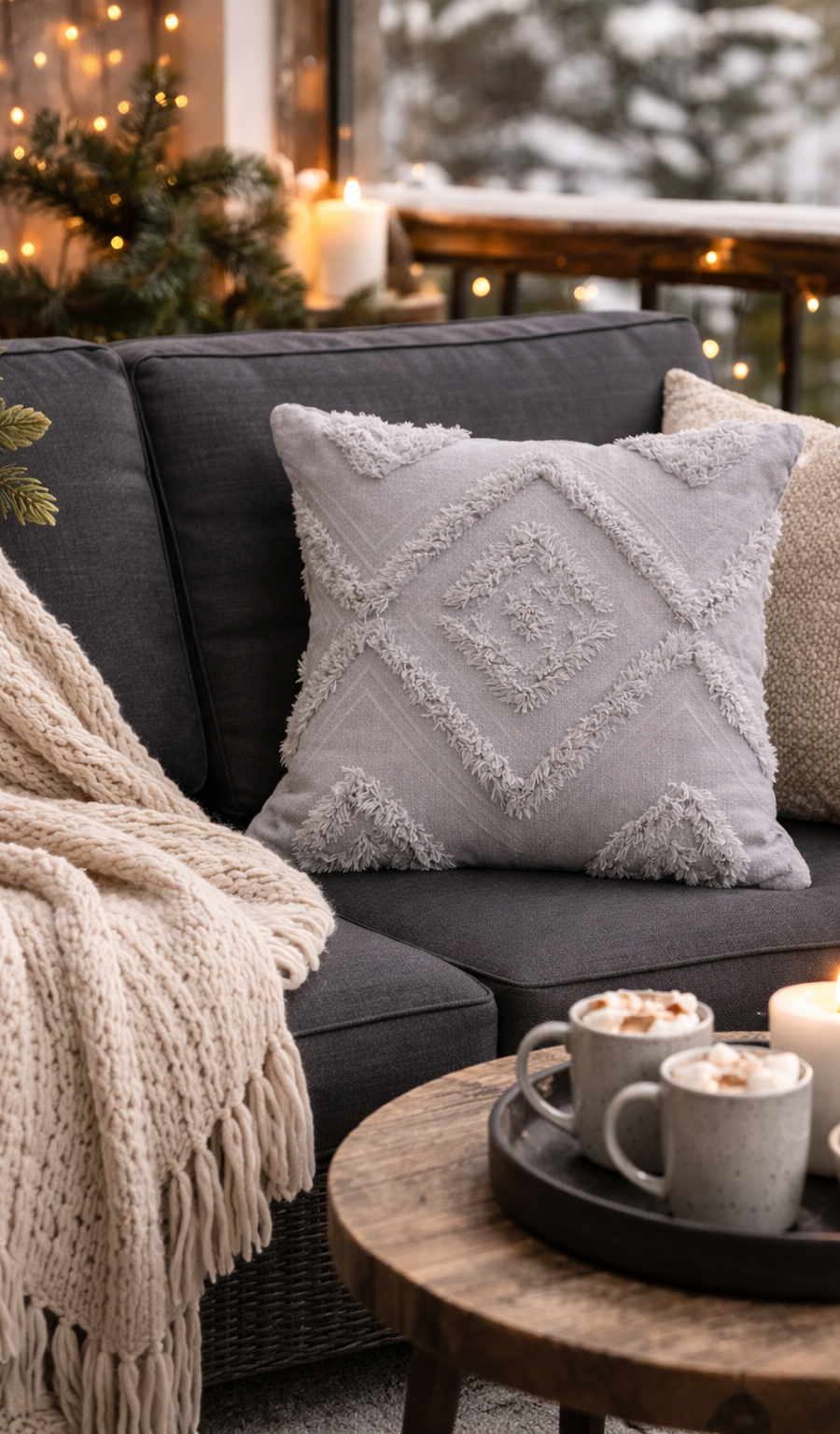 Cloud Peluş Kabartmalı Dekoratif Kırlent Kılıfı Gri 43x43cm Yıkanabilir Tasarım Polyester Jakarlı Welsoft Tek Taraflı Kılıf