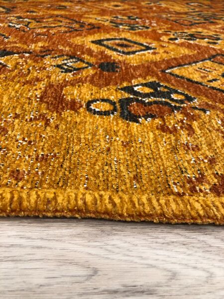 Lina Çift Taraflı %100 Pamuk Kilim Modern Yıkanabilir Şönil Kilim  015-B Turuncu Multi Koridor Mutfak Salon Şönil Halı Çift Taraflı Yolluk