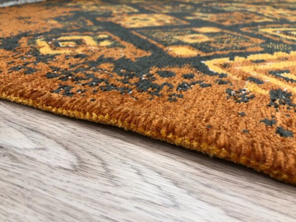 Lina Çift Taraflı %100 Pamuk Kilim Modern Yıkanabilir Şönil Kilim  015-B Turuncu Multi Koridor Mutfak Salon Şönil Halı Çift Taraflı Yolluk