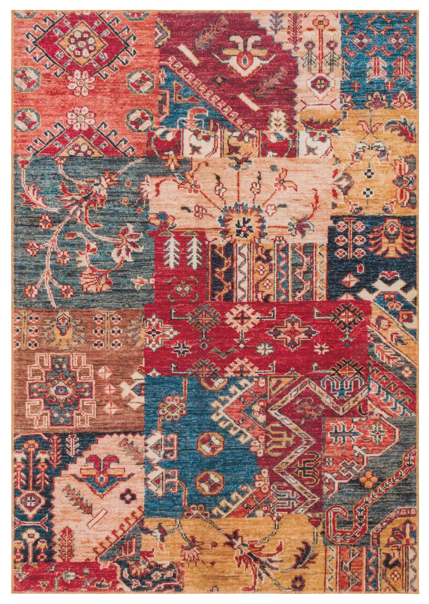 Eko Halı Elista Vintage ELS 205 Multy Yumuşak Dokuma Kaymaz Tabanlı Yıkanabilir Modern Halı Salon Oturma Odası Mutfak Koridor Halısı