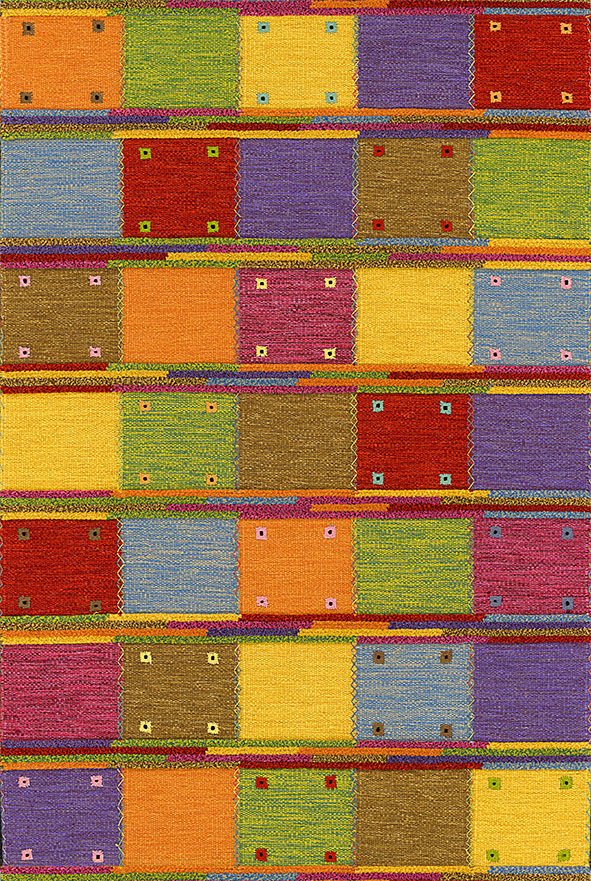 Drom Kaymaz Tabanlı Yıkanabilir Renkli Geometrik Modern Halı