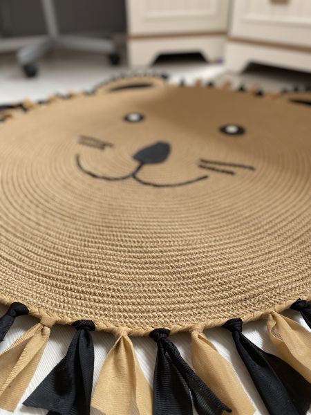 Milda Hav Toz Vermez Antialerjik Jüt Dokuma Püsküllü Sevimli Ayı Jüt Halı Bebek Çocuk Odası Halısı