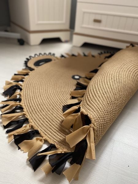 Milda Hav Toz Vermez Antialerjik Jüt Dokuma Püsküllü Sevimli Ayı Jüt Halı Bebek Çocuk Odası Halısı