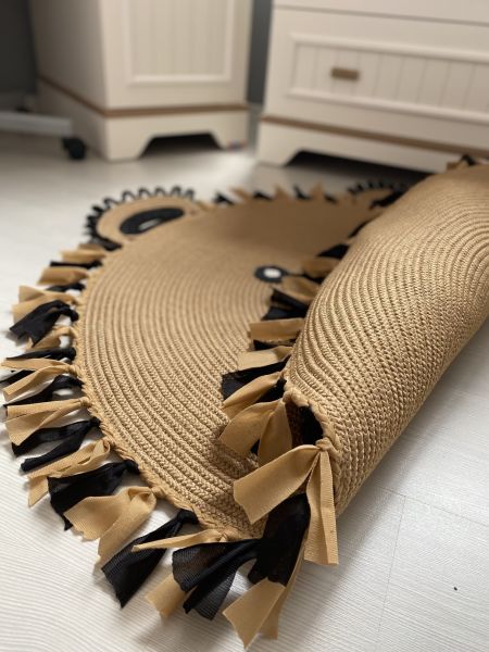 Milda Hav Toz Vermez Antialerjik Jüt Dokuma Püsküllü Sevimli Ayı Jüt Halı Bebek Çocuk Odası Halısı