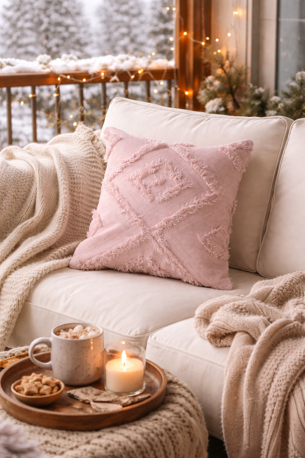 Cloud Peluş Kabartmalı Dekoratif Kırlent Kılıfı Pembe 43x43cm Yıkanabilir Tasarım Polyester Jakarlı Welsoft Kılıf