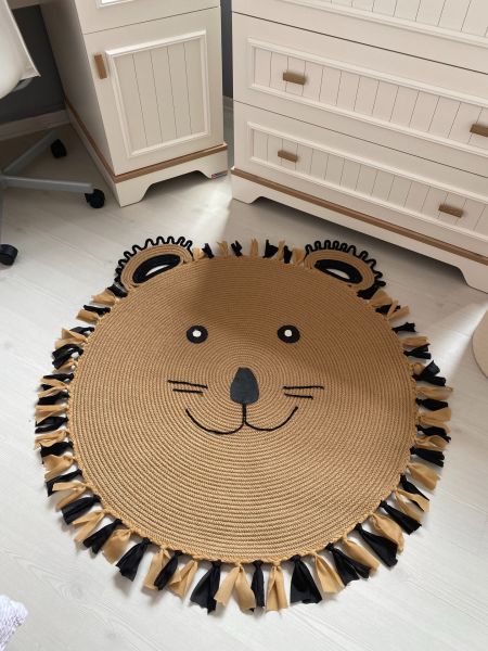Milda Hav Toz Vermez Antialerjik Jüt Dokuma Püsküllü Sevimli Ayı Jüt Halı Bebek Çocuk Odası Halısı