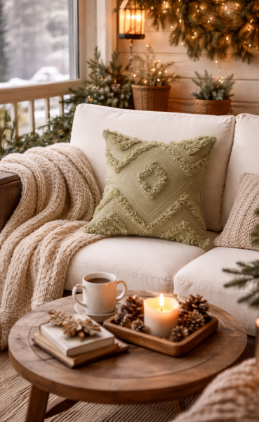 Cloud Peluş Kabartmalı Dekoratif Kırlent Kılıfı Yeşil 43x43cm Yıkanabilir Tasarım Polyester Jakarlı Welsoft Kılıf