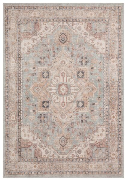 Eko Halı Elista Vintage ELS 204 Blue Beige Yumuşak Dokuma Kaymaz Tabanlı Yıkanabilir Modern Halı Salon Oturma Odası Mutfak Koridor Halısı