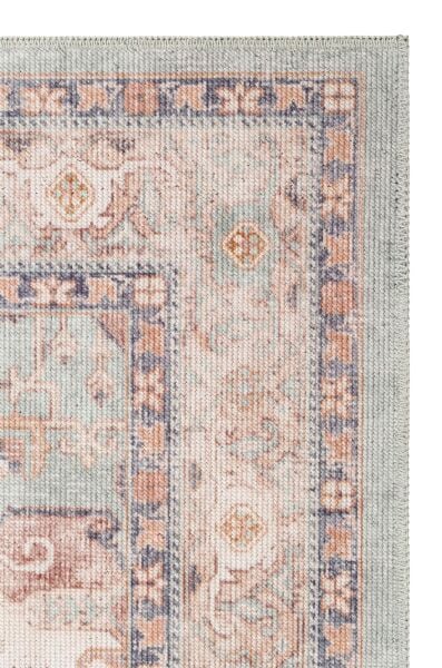 Eko Halı Elista Vintage ELS 204 Blue Beige Yumuşak Dokuma Kaymaz Tabanlı Yıkanabilir Modern Halı Salon Oturma Odası Mutfak Koridor Halısı